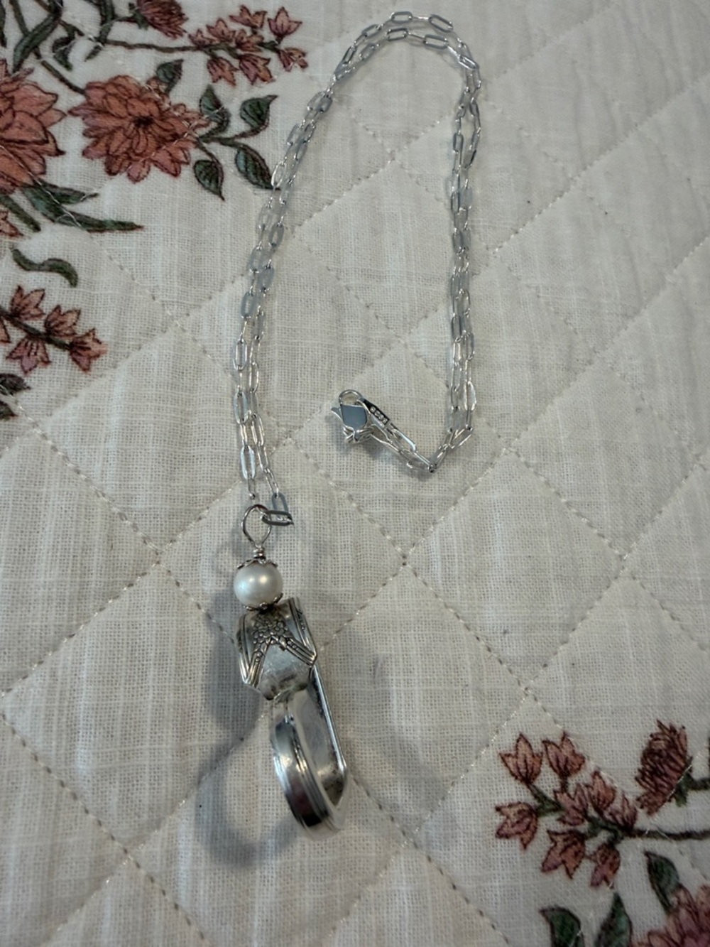 Artisan made Sterling Silver Heart Pendant Necklace with Pearl Accent - Picture 2 of 3